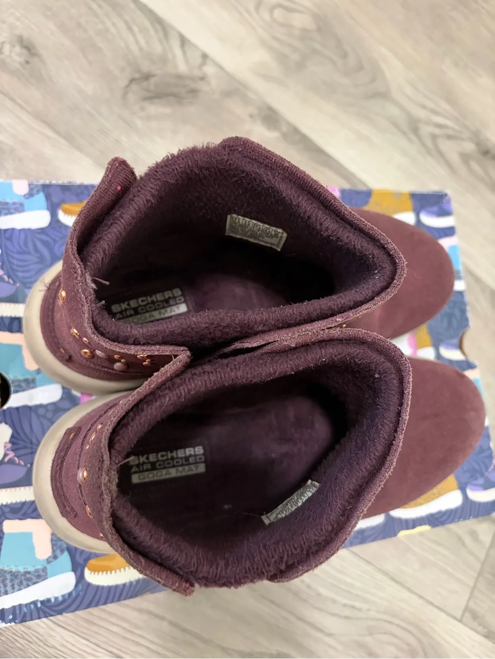 Skechers Suede-Look Studded Slip-On Ankle Boots